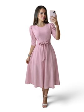 VN-90090 Vestido Scuba Crepe Rotondo Liso