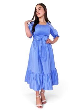 VN-18070 Vestido Resortado Manga 3/4