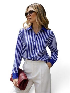 BI-TY-119 Camisa Formal De Rayas Con Cuello Y Puño Unicolor