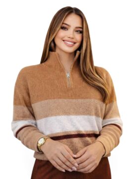 SI-BLY14098 Sueter Tejido Cuello Alto Lineas