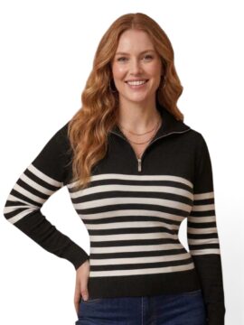 SI-MZ5875 Sueter Cuello Alto Cremallera Lineas