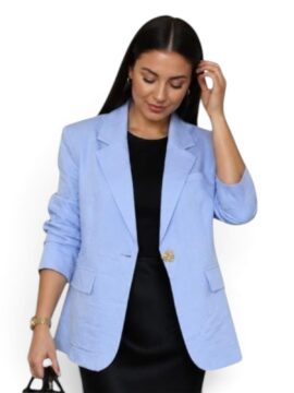 BLI-70635 Blazer Manga Larga Con Boton De Corazon, Fajon Satin