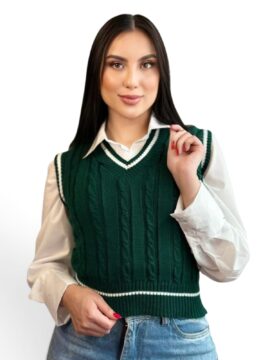 CHI-50201 Chaleco Tejido Linea Borde