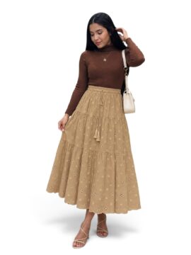 FI-TY-112 Falda Campesina Resortada Con Flores Tipo Ojalillo